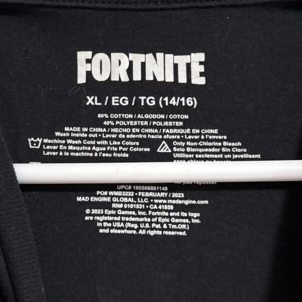 Fortnite Boys XL 14/16‎ Graphic T-Shirt Black Brushstroke Logo Short Sleeve Tee